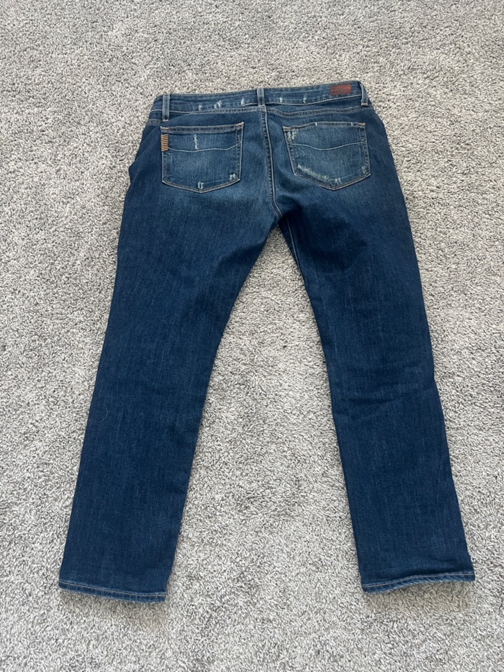 Paige Jimmy Jimmy Distressed Medium Blue Crop Stretch Denim Jeans - Size 28 - Picture 3 of 13